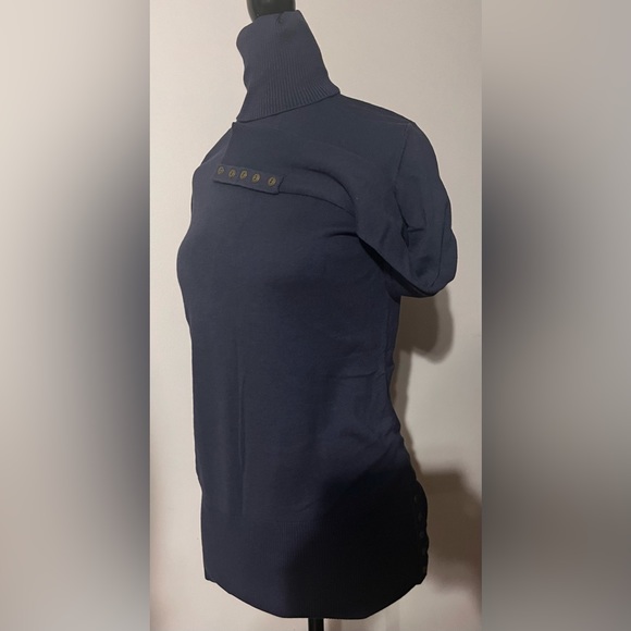 DG2 Deep Navu Blue Turtle Neck w/ Buttons on Waist and Wrists!! - Picture 3 of 11